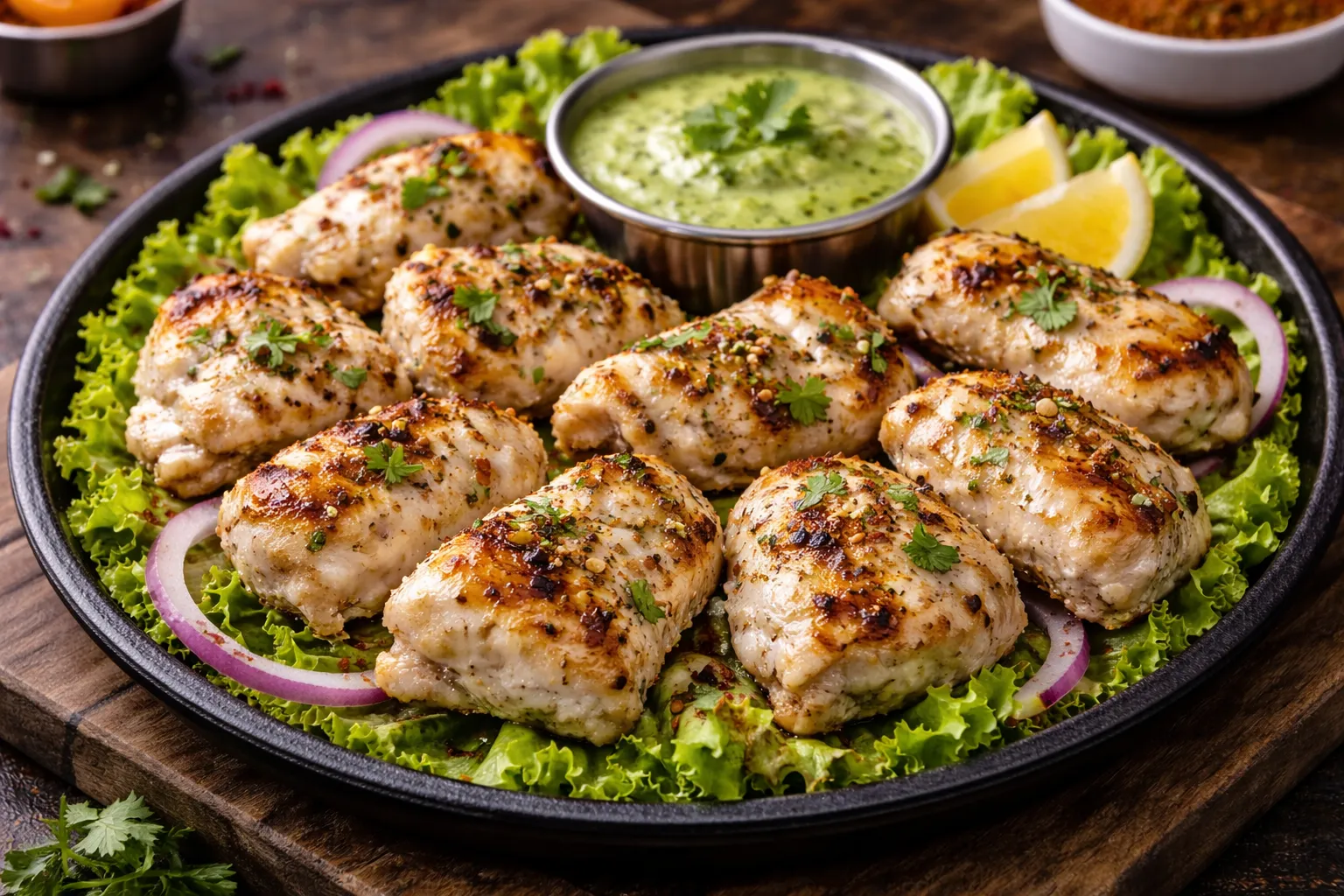 Malai Tikka — creamy grilled chicken tikka at Amantran Winnipeg